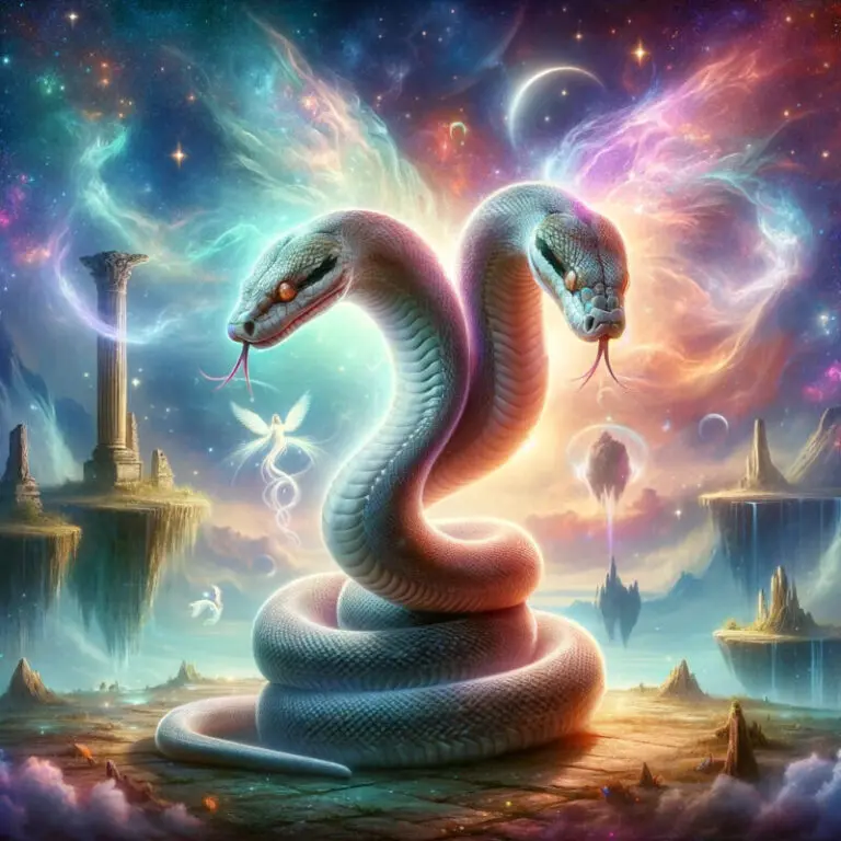 A two-headed snake in a spiritual and fantasy setting