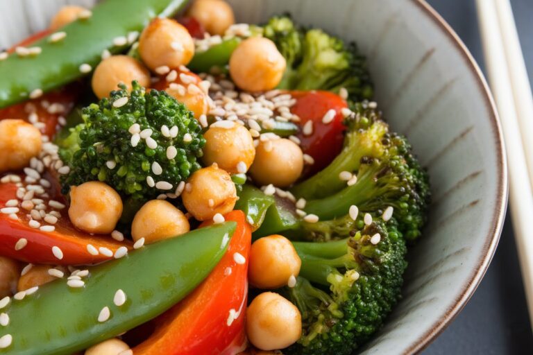 Vegan Garlic Broccoli Stir Fry with Chickpeas