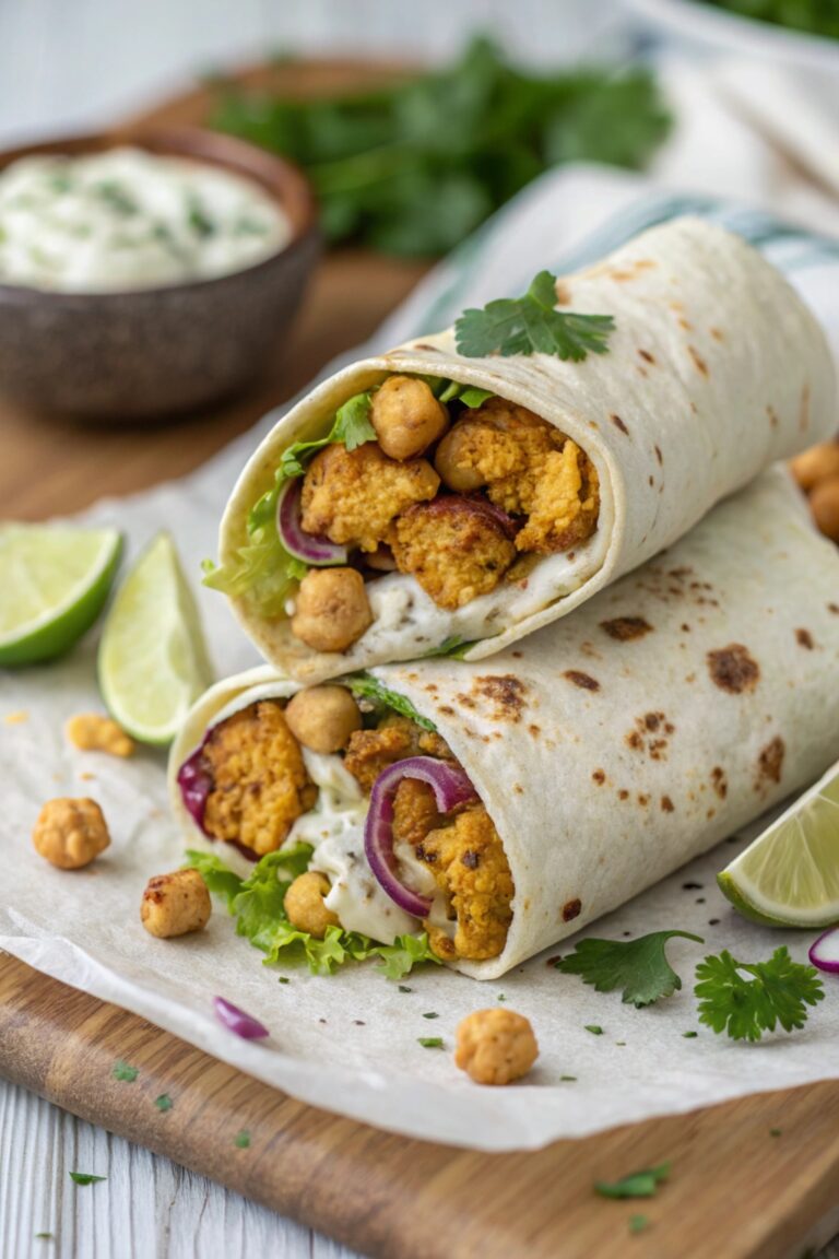 Vegan Chili-Lime Roasted Cauliflower and Chickpea Wraps