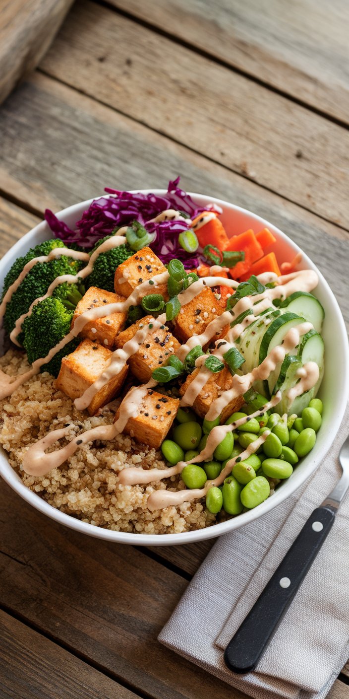 High Protein: Vegan Tofu and Quinoa Buddha Bowl