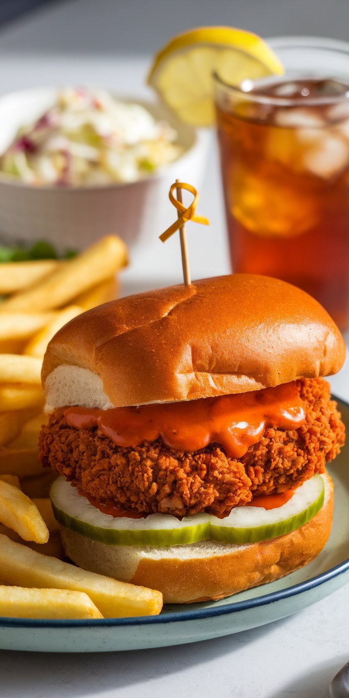 Vegan Fried “Chicken” Sandwich with Buffalo Sauce