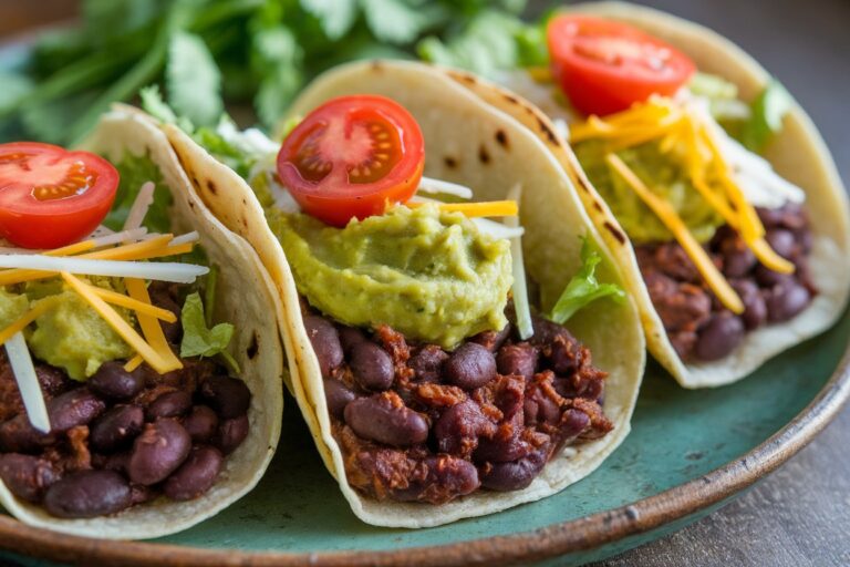 Vegan Black Bean Tacos with Avocado Cilantro Lime Crema